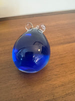 Handmade Clear and Blue Glass Mouse Figurine Paperweight