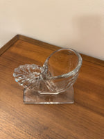Clear Glass Seashell Shaped Nautilus Vase Bookend