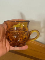Vintage Indiana Glass King's Thumbprint Amber Glass Sugar Bowl and Creamer Set