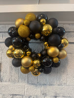 Halloween Christmas Decor Medium Gold Black Wreath