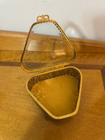 Vintage Filigree Gold-tone Footed Trinket Jewelry Box