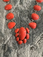 Vintage Orange Enamel Metal Fashion-Costume Necklace