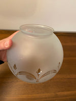 Vintage Glass Globe Lamp Shade Art Deco Pattern Frosted and Clear Replacement