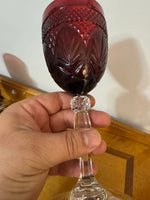 Vintage Ruby Crystal D'Arques-Durand Wine Goblets Set of 6
