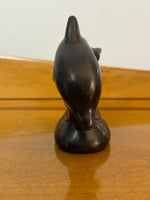 Handmade Burnished Black Ceramic Dolphin Figure