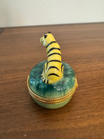 Vintage Porcelain Trinket Box Tiger Shaped