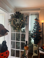 Holiday Decor Christmas Halloween Gold Black Wreath