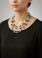Crystal 3 Strand Necklace with Sterling Silver Open Box Clasp