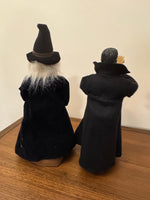 Vintage Holiday Decor Halloween Dracula and Witch Figurines