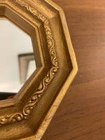 Vintage American Octagon Plastic Gold Frame Small Mirror