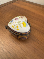 Vintage Porcelain Heart Shaped Jewelry Trinket Box