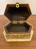 Vintage Handpainted Bone Inlay Trinket Jewelry Box
