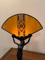 Art Deco Style Lamp Lady with Fan Shaped Shade