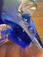 Handmade Clear and Blue Glass Mouse Figurine Paperweight