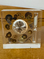 Vintage Lucite Paperweight Hourglass Exploded Watch Art Rare MCM