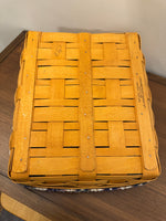 Longaberger Recipe Basket With Plaid Cloth Liner Wood Lid
