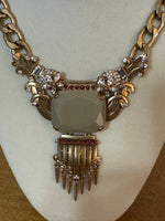 Vintage J Crew Gold-tone Rhinestone Dangle Pendant Necklace
