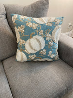 Shabby Chic Cotton Throw Pillow Embroidered Pumpkins Fall- Halloween Decor