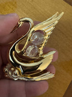 Swan Figure 24k Gold-plated Decorated with Crystals Figurine