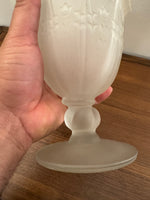 Vintage Frosted Matte Victorian Art Deco Style Stemmed Handle Glass Pitcher Vase RARE