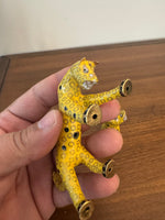 Brass Enameled Cloisonne Cheetah Set of 2 Figurines