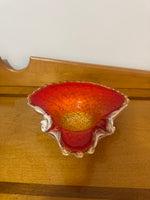 Glass Orange-Golden-tone Ashtray Decorative Bowl