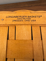 Longaberger Recipe Basket With Plaid Cloth Liner Wood Lid