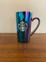 Starbucks Iridescent Rainbow Oil Slick Glazed Ceramic Tall Coffee Mug Cup 16oz