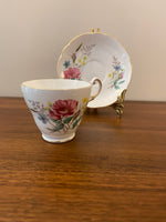 Regency Fine Bone China England Teacup & Saucer Red Poppy Floral