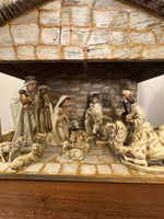 Vintage Nativity Set Japan Papier Mache with Handmade Manger