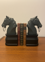 Bronze Horse Head Resin Base Bookend Set of 2