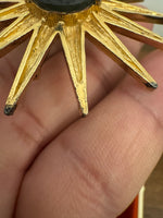 Vintage Vans Authentic Gold-tone Smoky-tone Rhinestone Starburst Brooch Pin