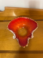 Glass Orange-Golden-tone Ashtray Decorative Bowl