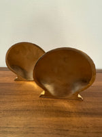 Vintage Leonard Solid Brass Seashell Bookends Silver Mfg. Co