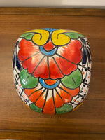 Mexican Blueorange Pottery Skull Day of the Dead