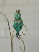 Vintage West Germany Frog Prince Clip-On Blown Glass Christmas Ornament