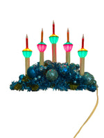 Vintage Christmas Candolier 5 Lights Tinsel Branches-Ornaments