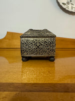 Wood Handcrafted Embossed Metal Sheet Jewelry Box