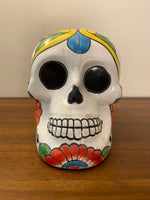 Mexican Blueorange Pottery Skull Day of the Dead
