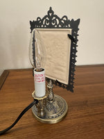 Landscape River-Trees Porcelain Lithophane on Metal Light Stand Light Night Lamp