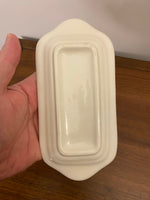 Ceramic Blue Transfer Butter Dish Currier and Ives Horse Ride at the Shore