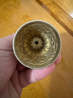 Vintage Hand Embossed Tibetan Buddhist Silverplate-Brass Yak Butter Lamp Cup