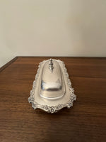 Vintage Ornate Rectangular Silver-plated Lidded Butter Dish