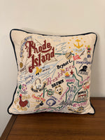 Catstudio The Geography Collection Rhode Island Embroidered Throw Pillow