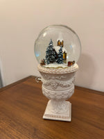 Snow Globe Christmas Decor Musical Box Windup-Operated Horse Ride