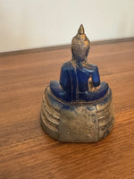 Buddha Vintage Blue-Gold Lucite Resin Meditation Sitting Statue Figure