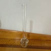 Handblown Glass Art Clear Controlled Bubbles Skinny One-flower Vase