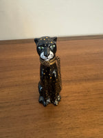 Porcelain Limoges France Black Panther Shaped Chamart Trinket Box