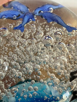 Handmade Glass Art Paperweight Sea-world-Waive in Clear