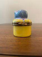 Limoges France Small Porcelain Trinket Box Cat